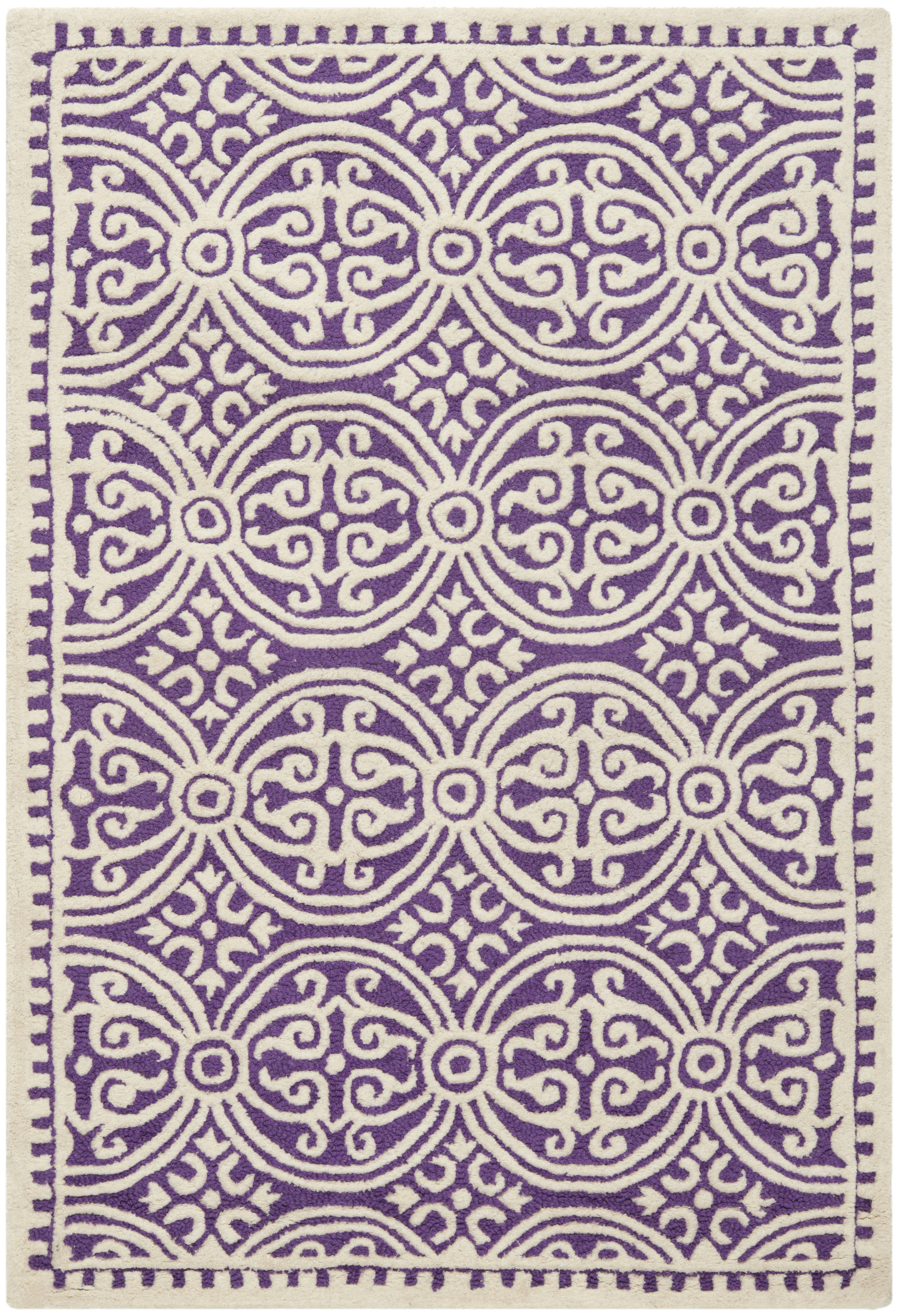 CAMBRIDGE - Tapis de salon interieur en violet & ivoire, 91 x 152 cm