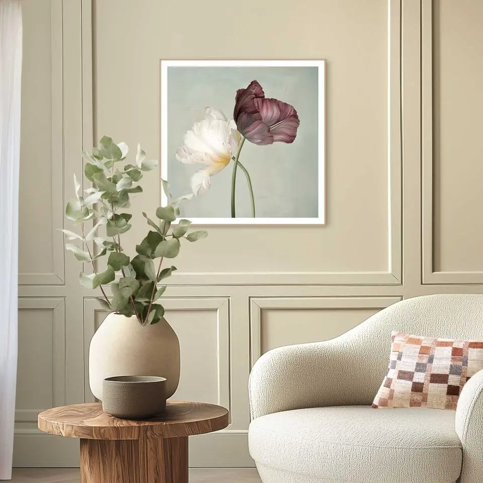 Schilderij Tulips - 50 x 50 - Groen