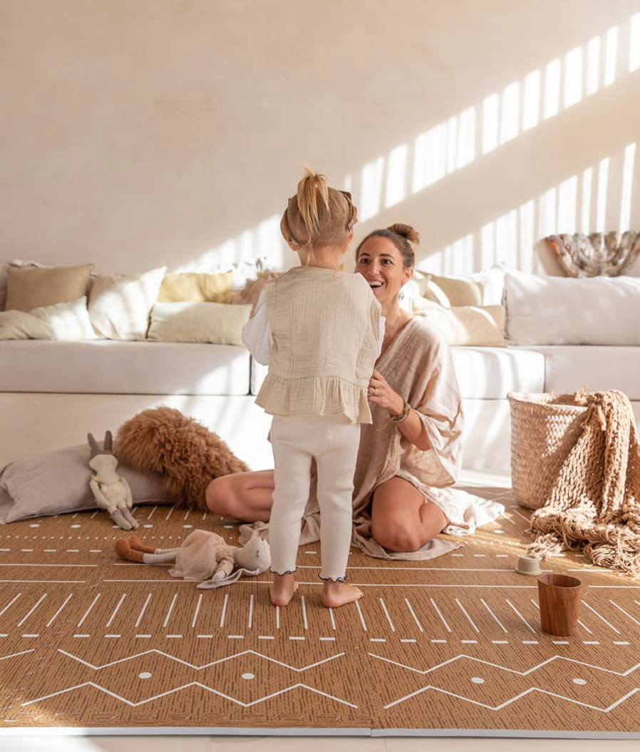 BERBER - Tapis en mousse bébé brun 180x120cm