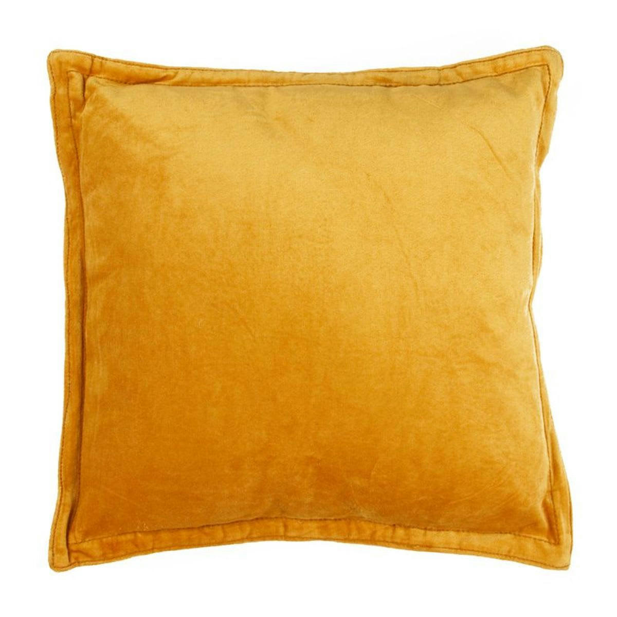 ARTHUR - Coussin en velours de coton jaune 40x40