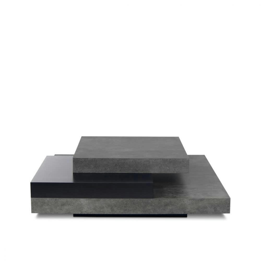 SLATE - Table basse effet bois béton et noir