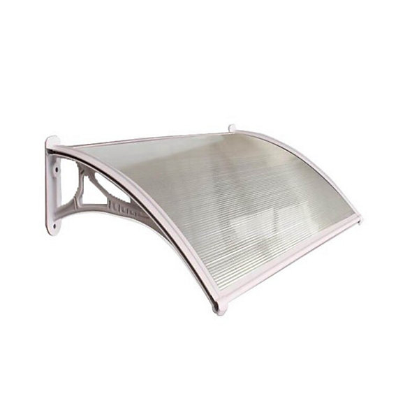 Auvent - Marquise porte d'entrée Valentine - Coloris stucture - Translucide, Longueur totale - 120 cm, Profondeur totale - 70 cm