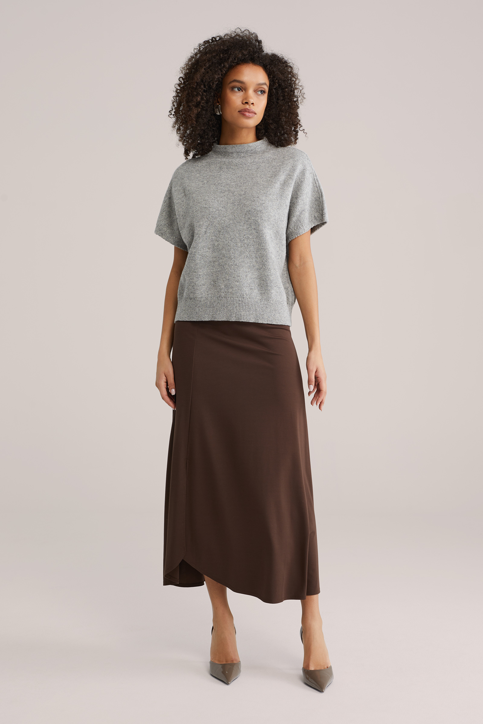 Dames midi jersey rok