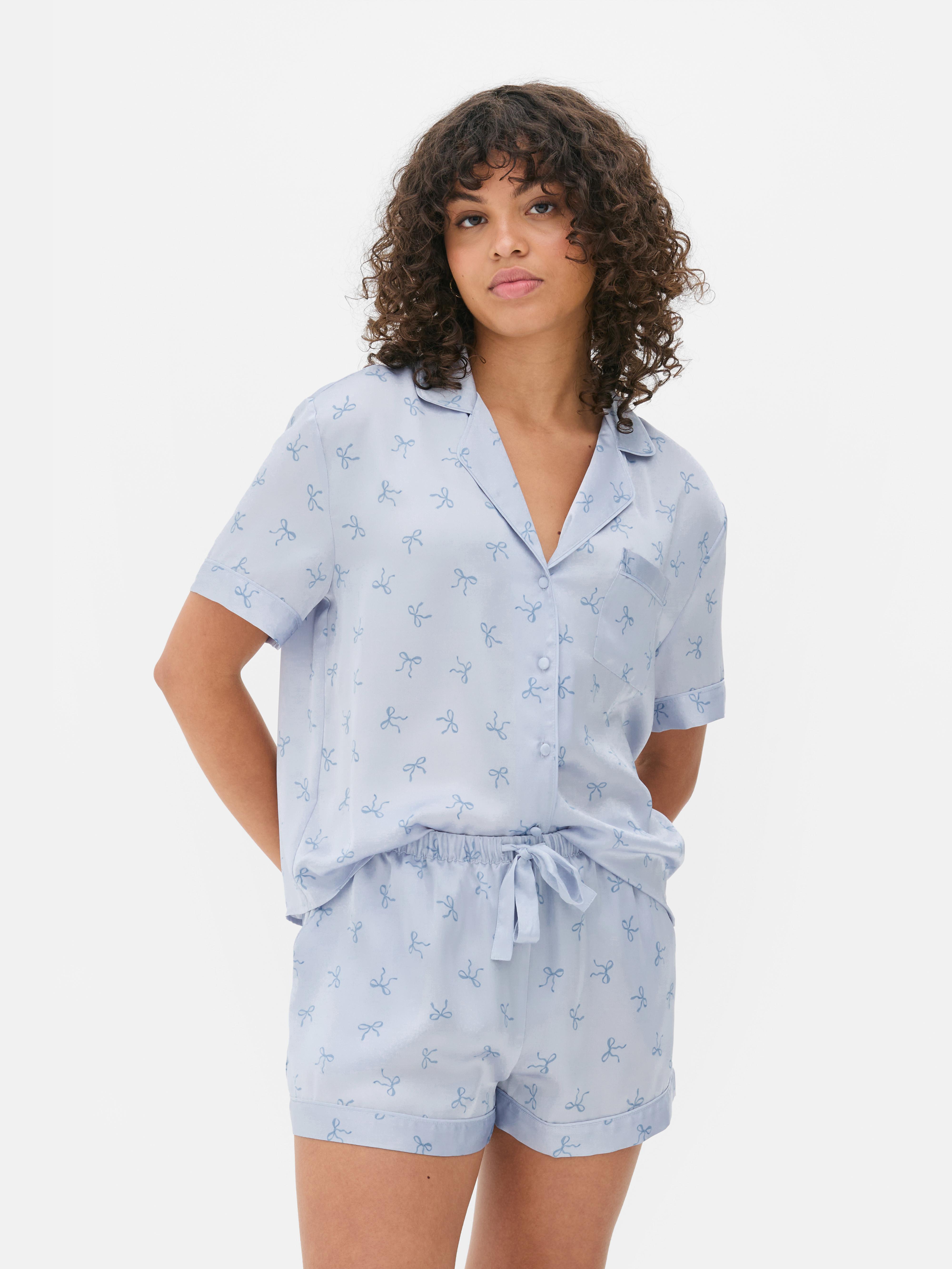 Satin Printed Boyfriend Short Pajama Set