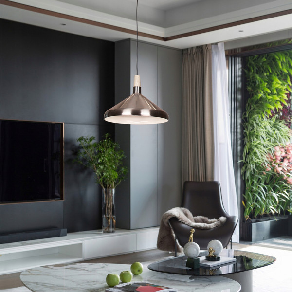 Lampa Sufitowa Wisząca Do Salonu Jadalni Srebrna Drewno