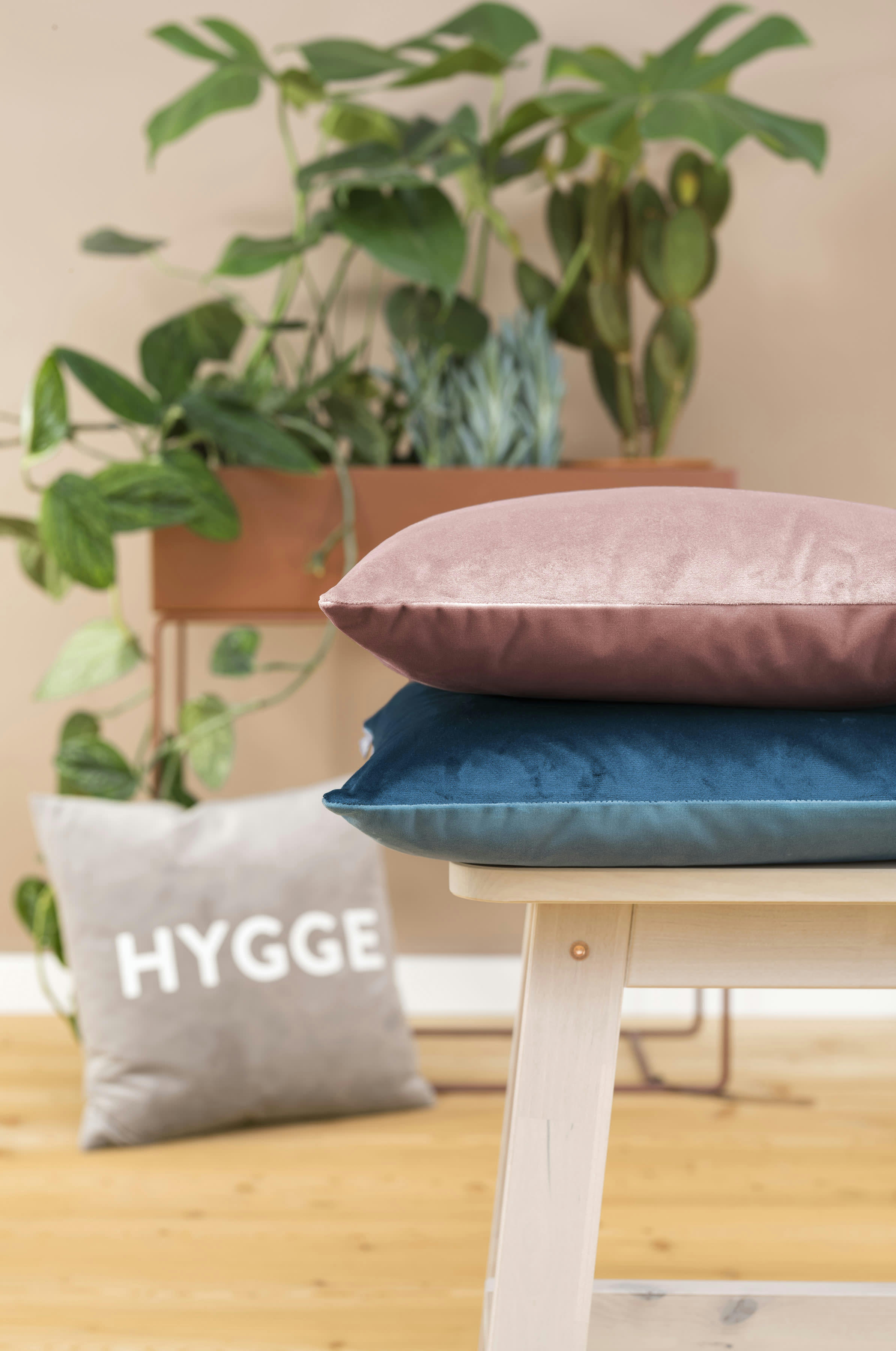 SAMT UNI - Housses de coussin velours bicolore vert sapin- Lot de 2- 40x40