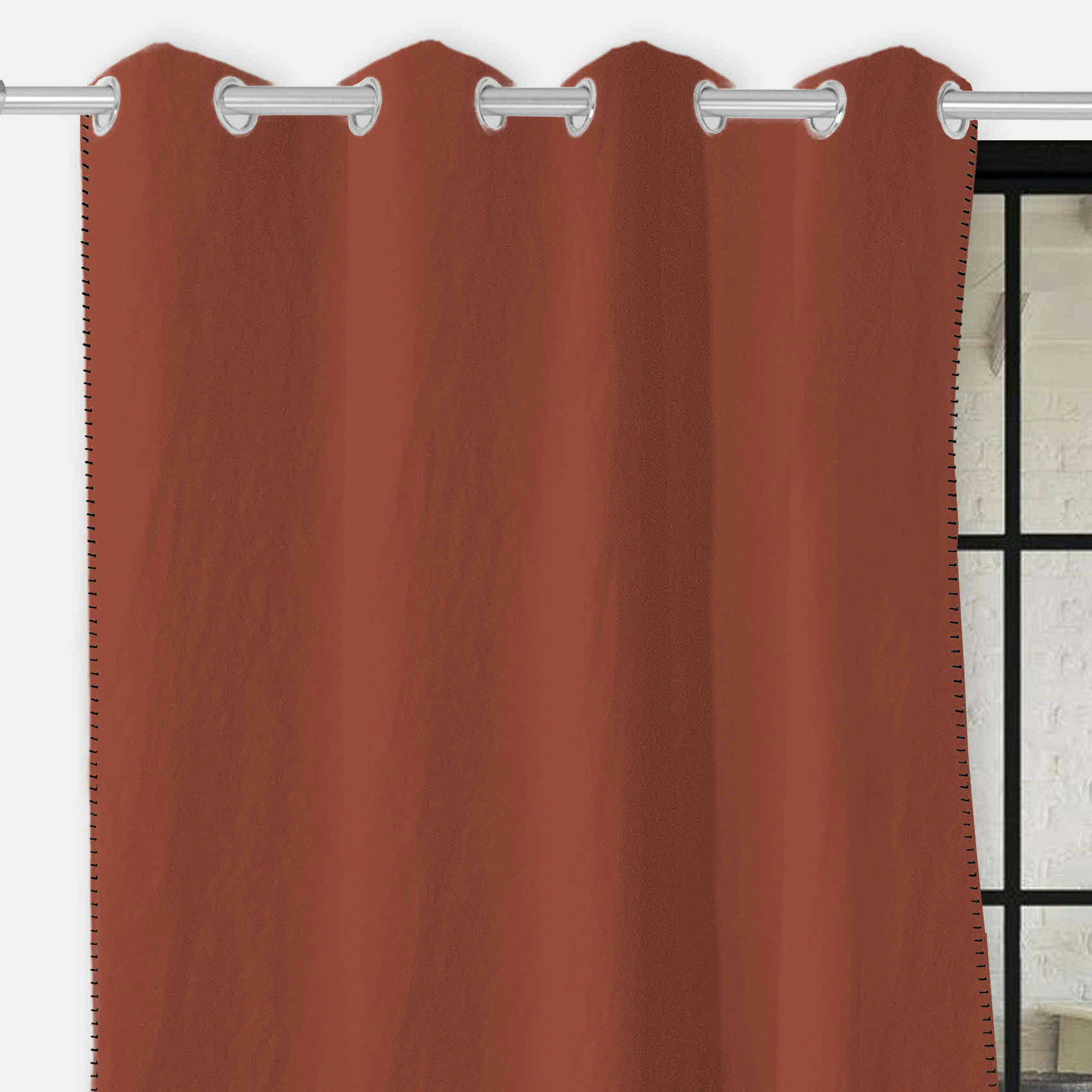 - Rideau à œillets spirit coton brique 135x250 cm
