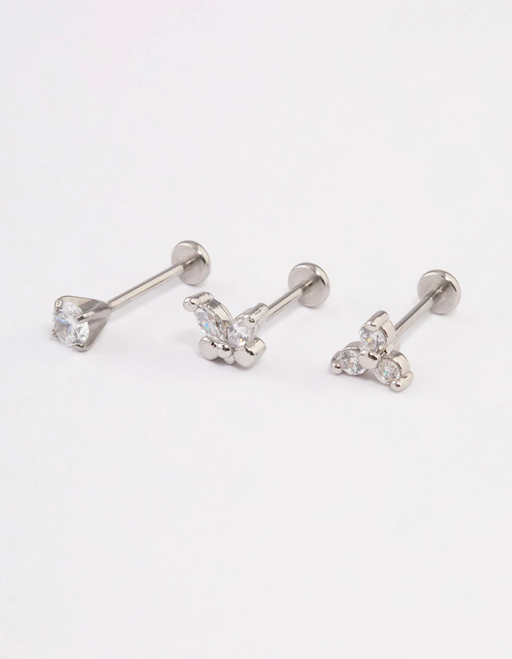 Surgical Steel Cubic Zirconia Butterfly Flat Back Pack