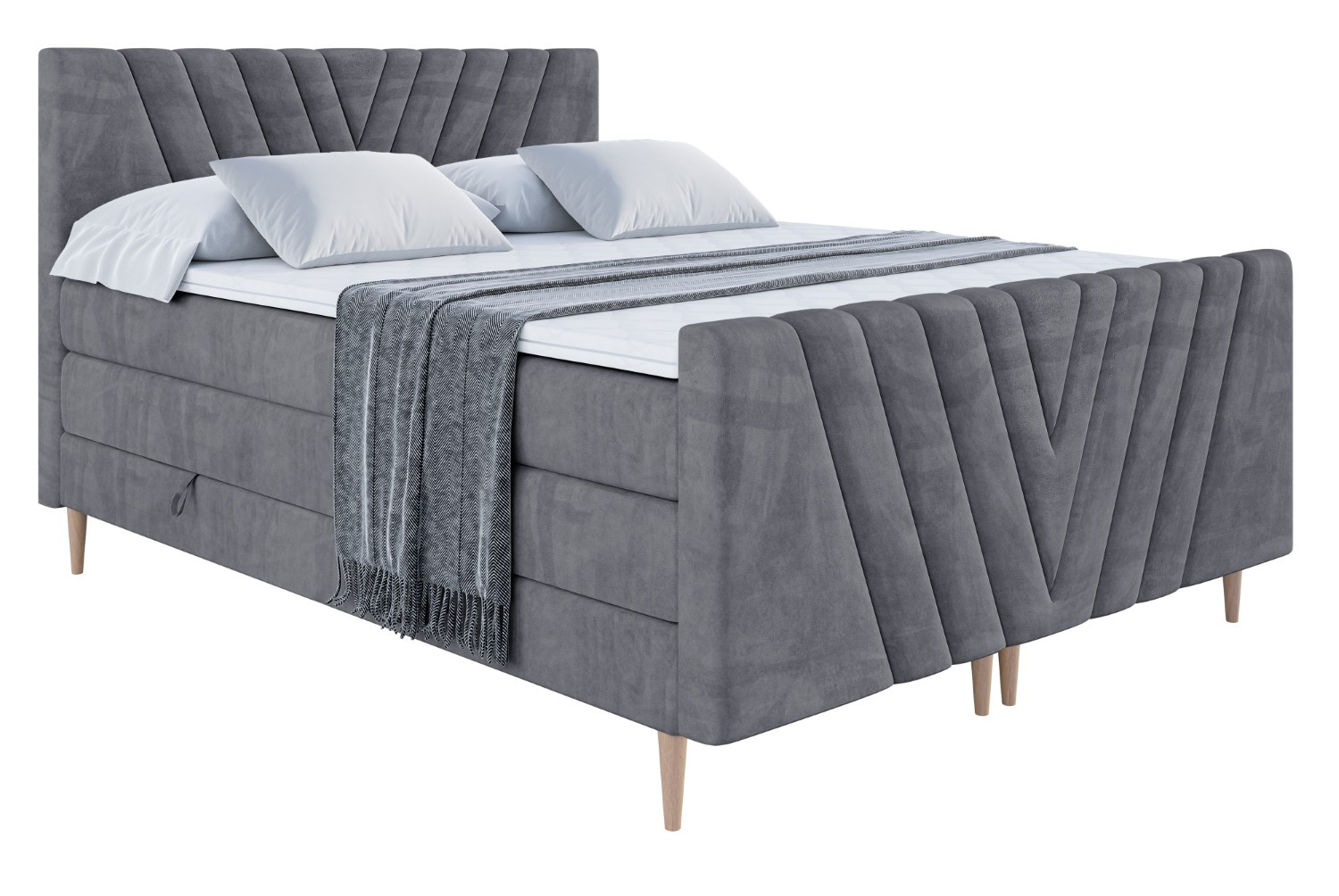 Łóżko kontynentalne - pojemnik, materac, nóżki ERNINA-FD-Z KING 120x200 cm