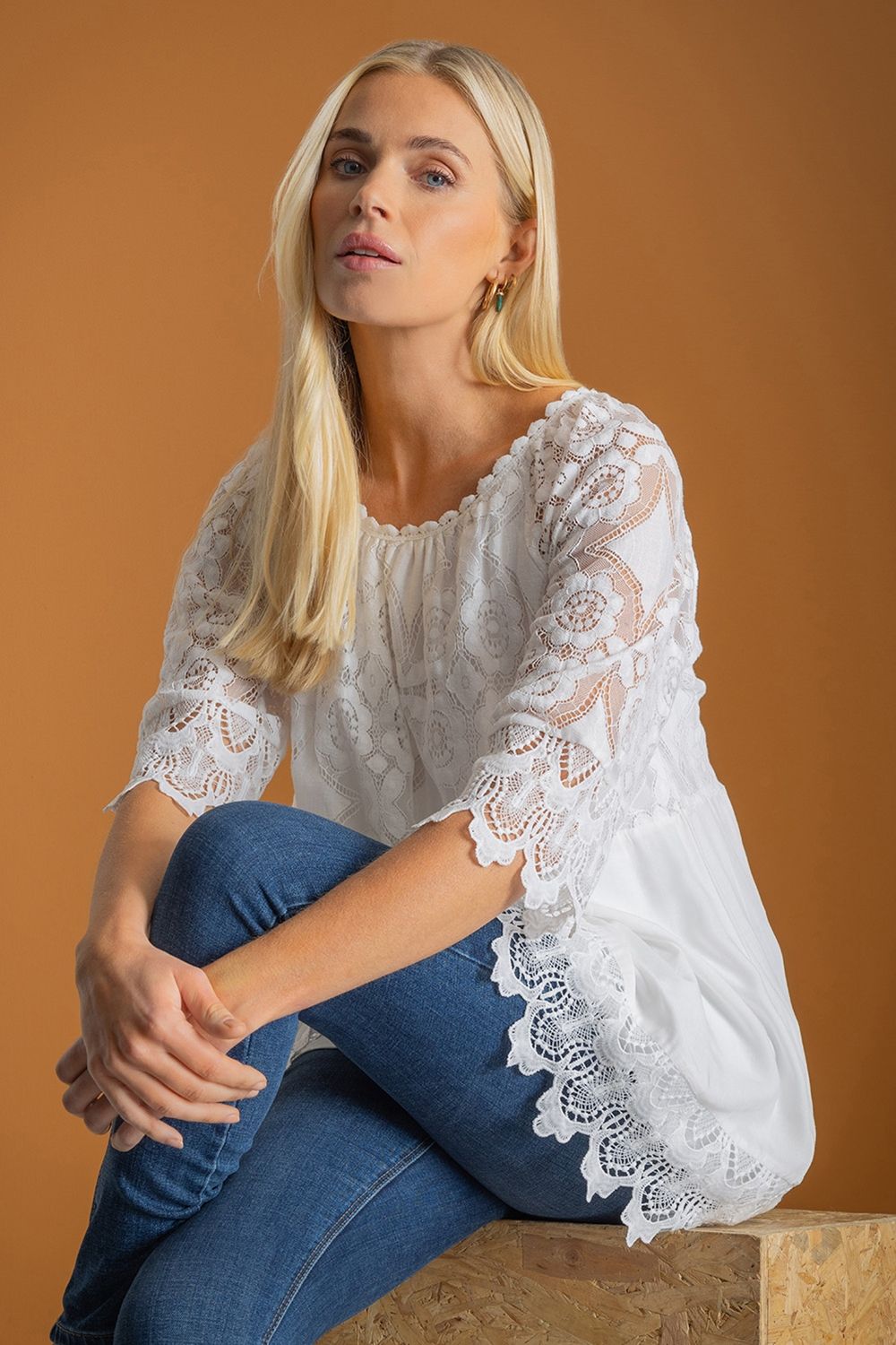 Klass. Lace Trim Top