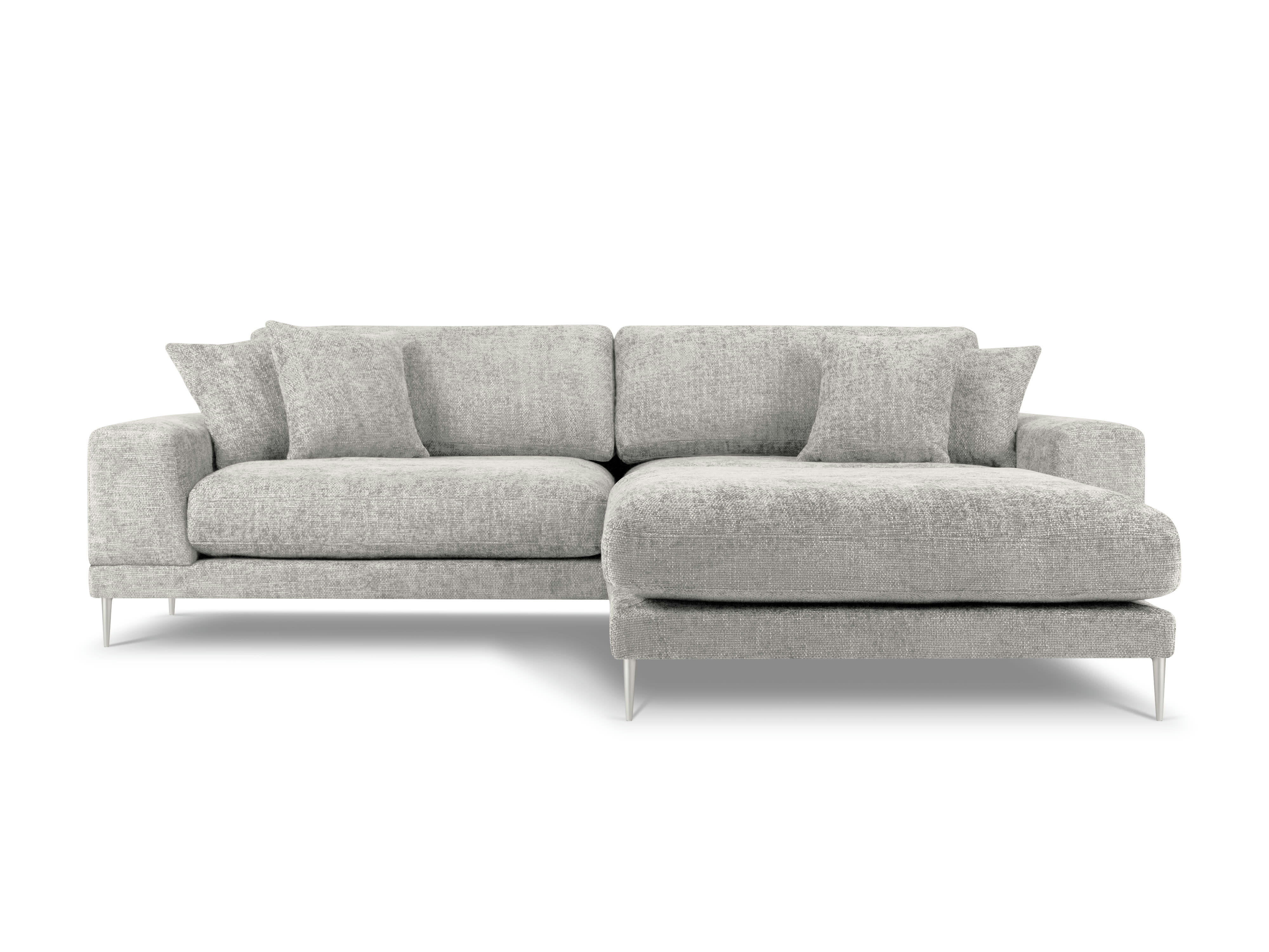 JOG - Canapé d'angle droit 5 places en tissu structuré gris clair