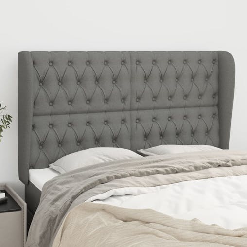 NNEVL Headboard with Ears Dark Grey 163x23x118/128 cm Fabric