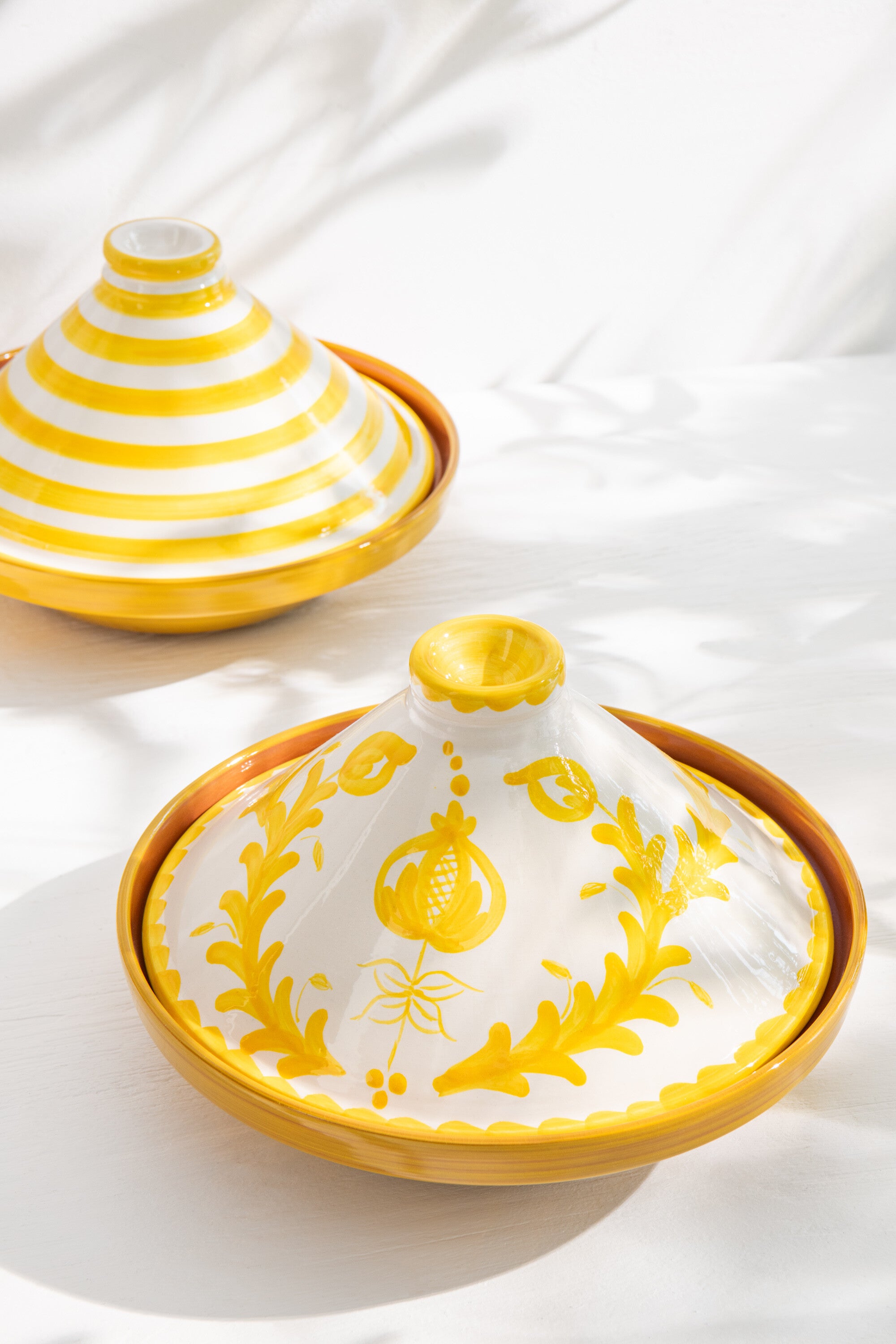 J-Line tajine Granada Stripes - keramiek - wit geel