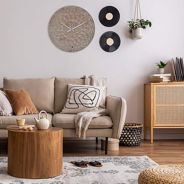 Horloge Décorative Marron Blanc de Style Boho