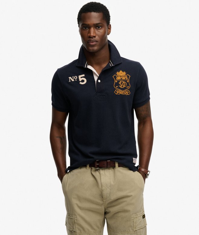 Double Emblem Jersey Short Sleeve Rugby Polo Top
