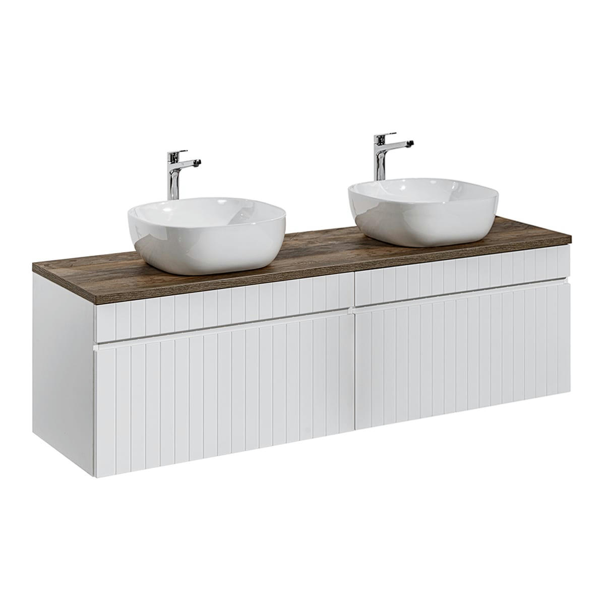 - Ensemble meuble double vasque 160cm et colonne stratifiés blanc