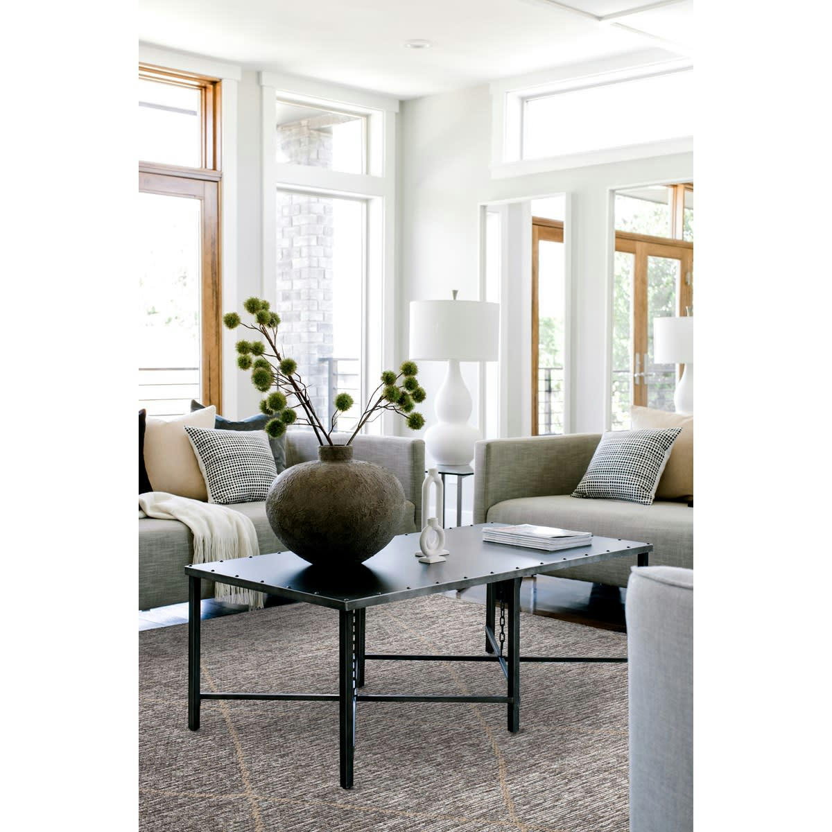 BLUEBERRY - Tapis de salon en jute gris 200x290 cm