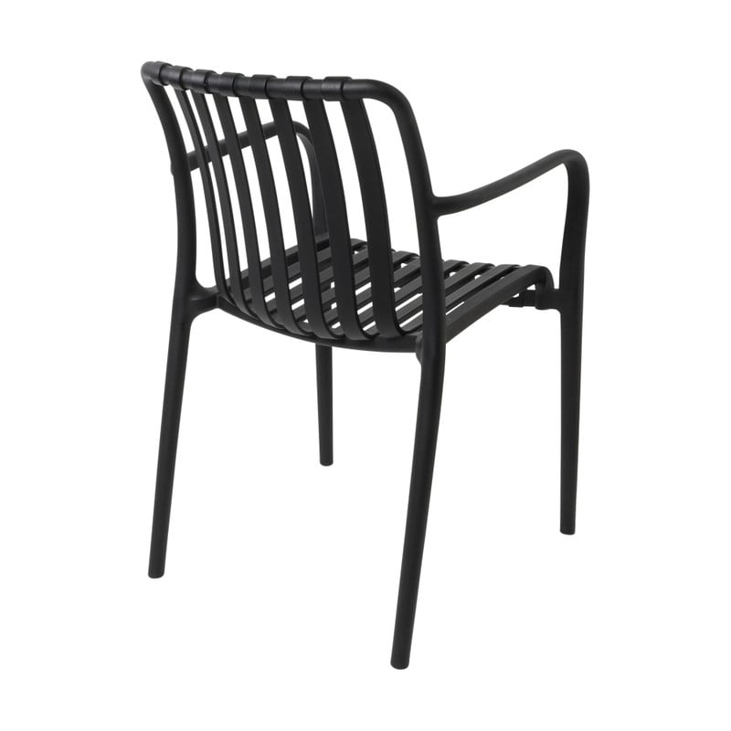Stapelbare tuinstoel Lea met armleuning - zwart - 80x58x55 cm