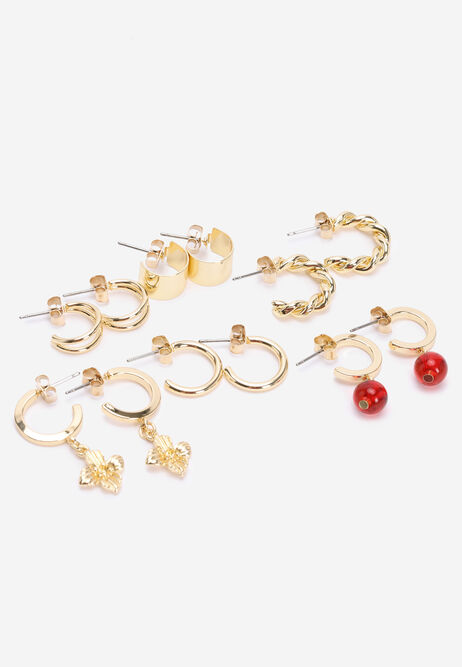Womens 6pk Gold Mini Hoop Earrings