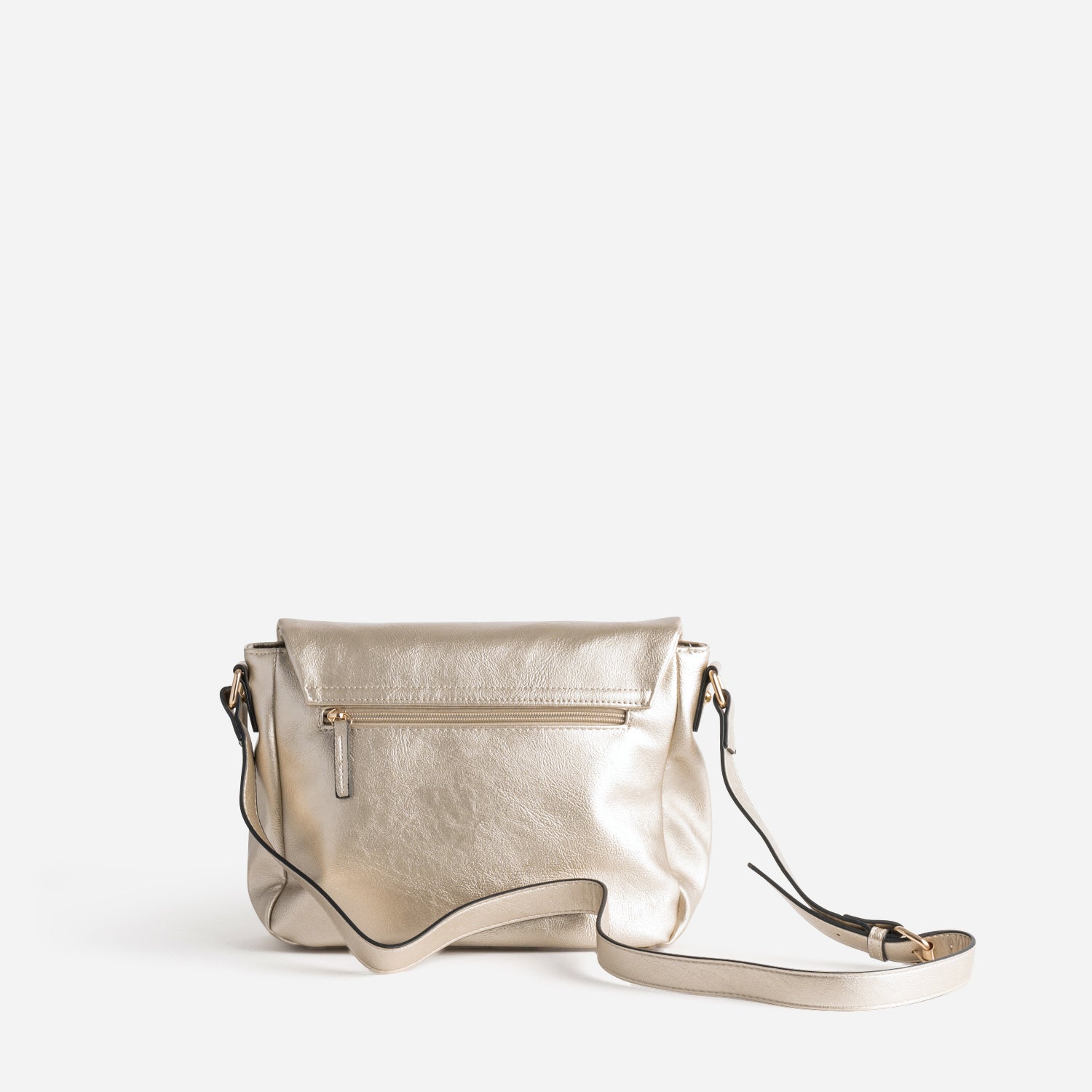Sac besace doré avec rabat zippé
