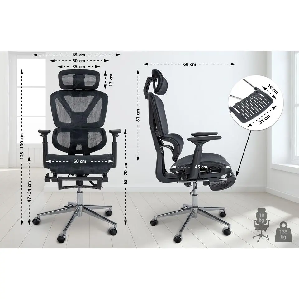 CLP Bureaustoel Grover chroom Frame - Stof - zwart