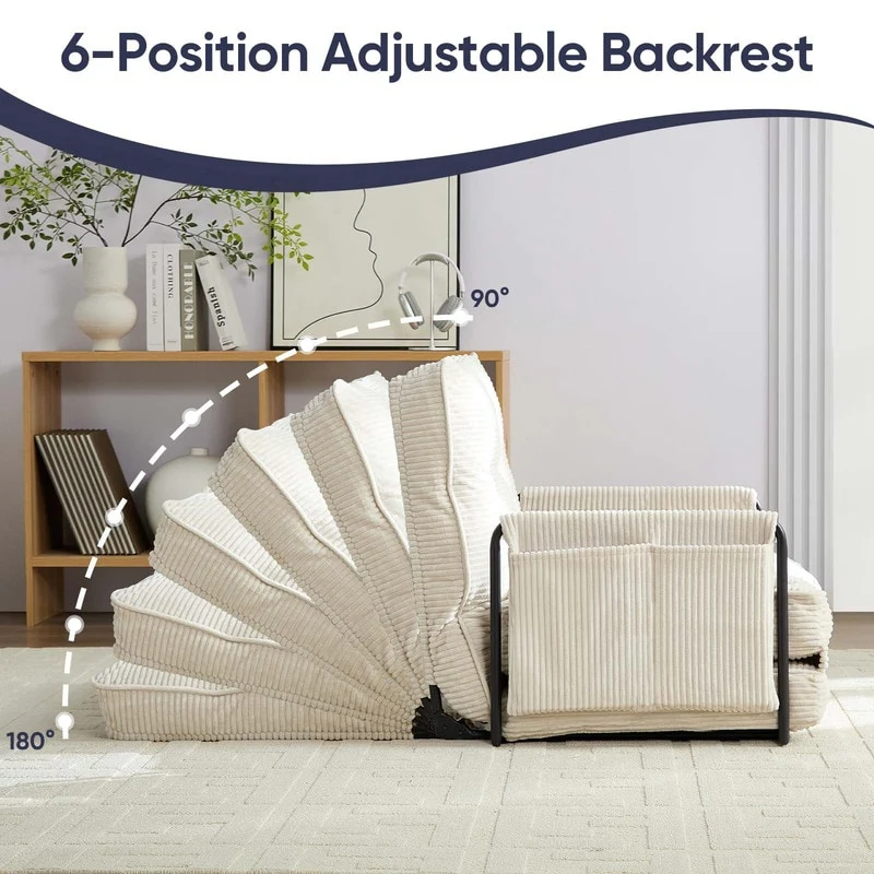 Mixoy Muti-Functional Folding Sofa Bed,Floor Sofa Bed,Lazy Sofa with Pillows,6 Position Adjustable Backrest-2+1
