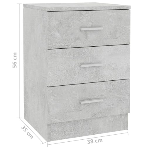 NNEVL Bedside Cabinets 2 pcs Concrete Grey 38x35x56 cm Chipboard