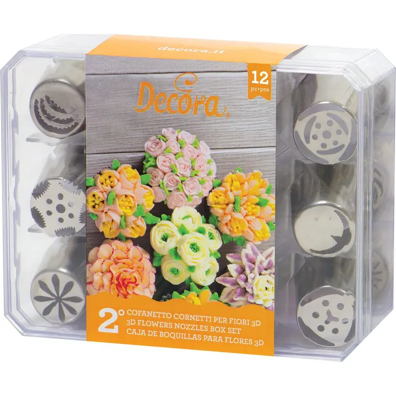 Spritztülle 12er-Set Blumen 3D