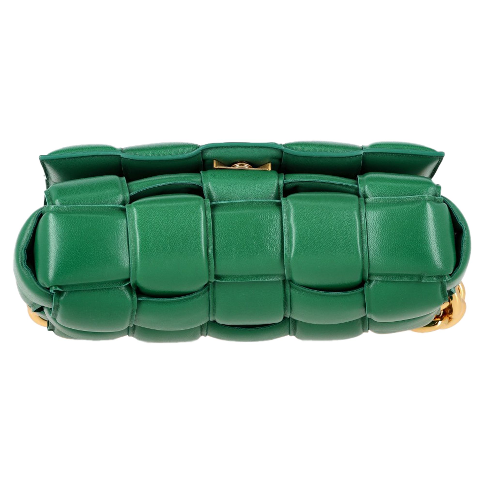 Bottega Veneta Preloved Padded Cassette Shoulder Bag in Green Leather