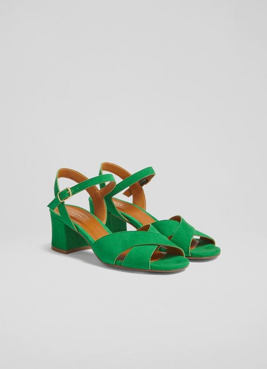 Alba GreenSuede Cross Front Sandal