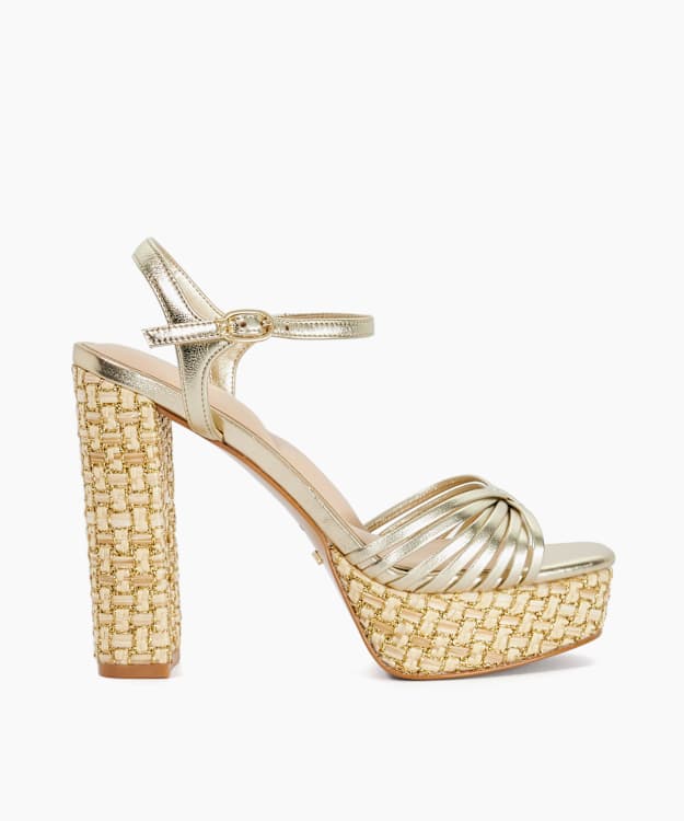 Minogue Gold - Raffia Platform Heels
