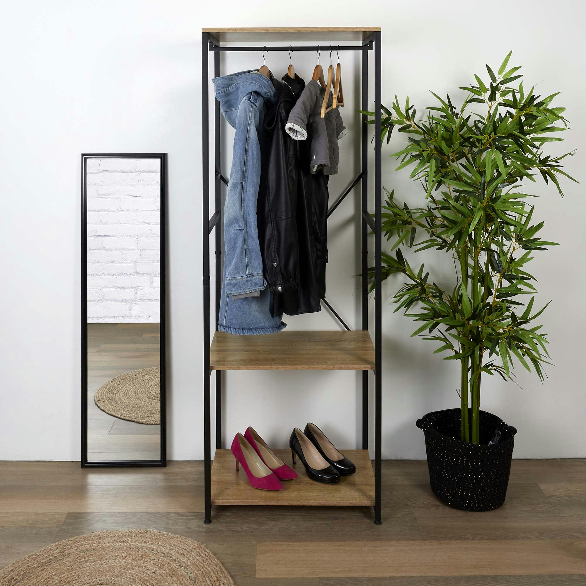 - Portant à vêtement en bois et métal stan