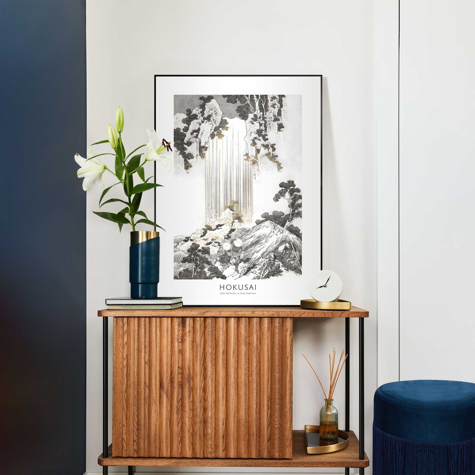 Reinders - Hokusai Art - Schilderij 70x50cm Zwart