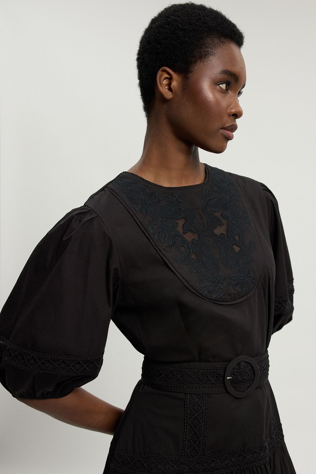 KarenMillen Poplin Belted Midi Dress