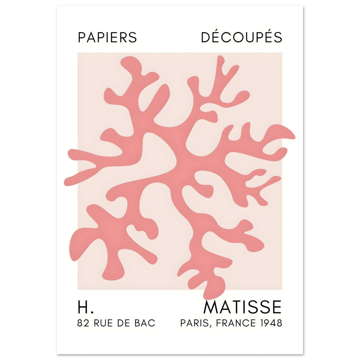 Artfulprints Poster Matisse – Dreamy coral flower taupe  - A4 21x29.7 cm - Taupe