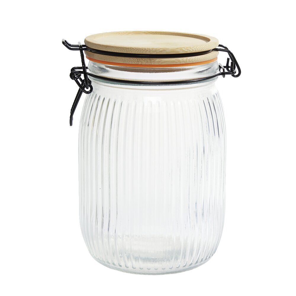 Bocal alimentaire 1L en verre avec couvercle bambou