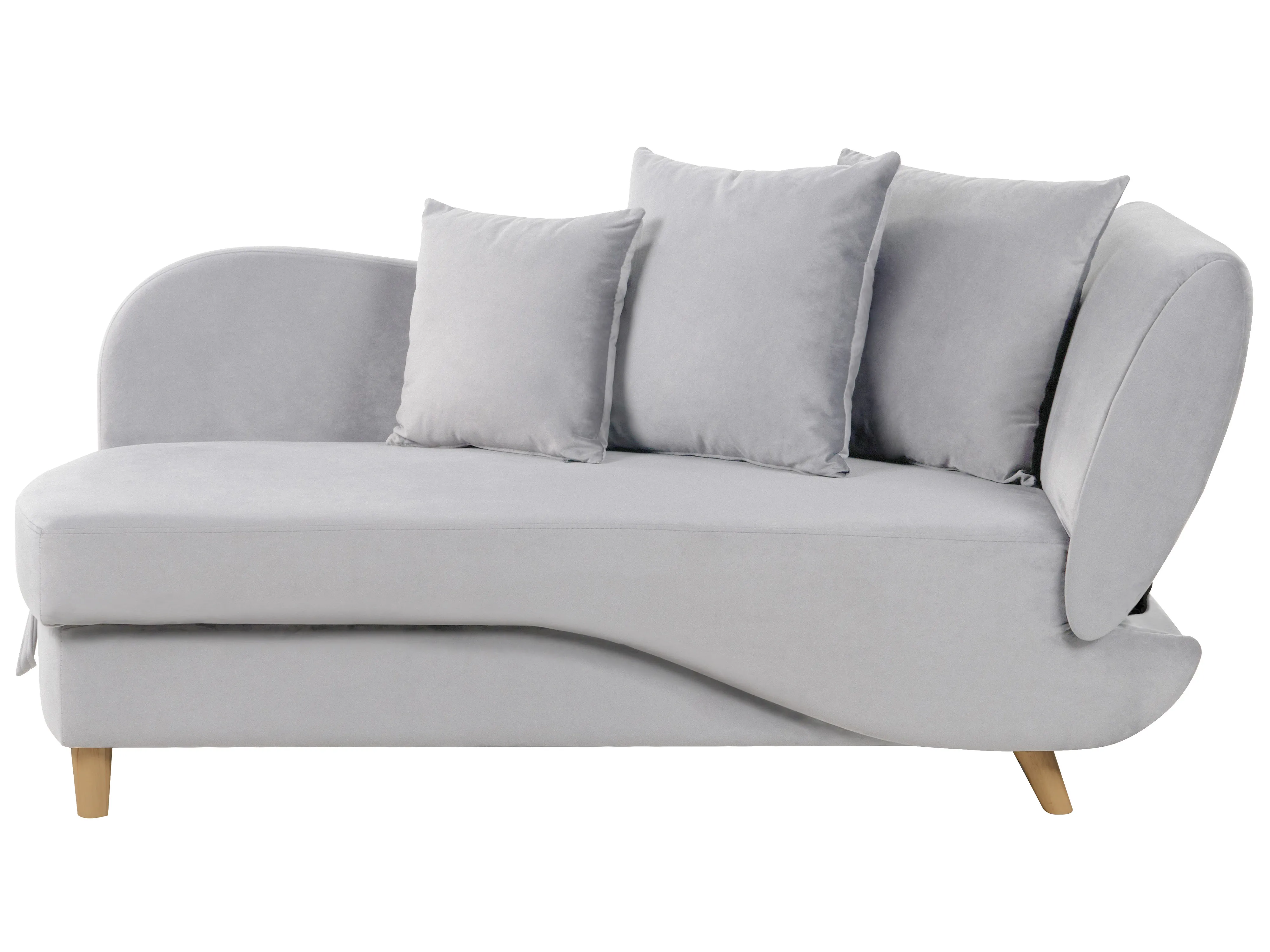 Right-Hand Chaise Longue MERI Velvet Light Grey with Storage