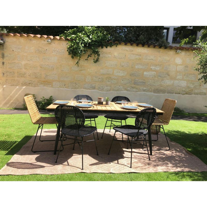 GELA - Lot de 2 chaises en résine tressée coloris noir