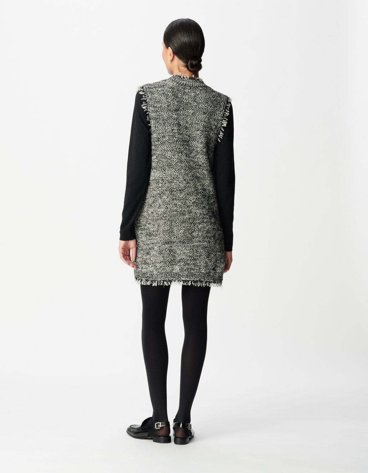 Robe housse noire façon tweed Femme