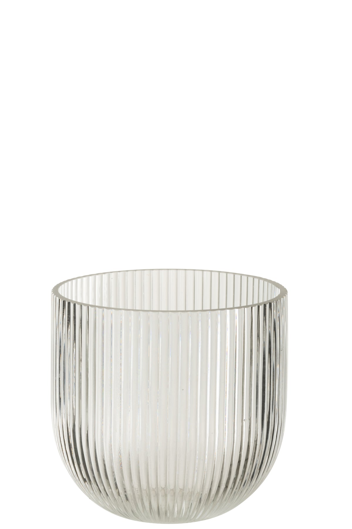 J-Line vaas Gestreept - glas - transparant - small - Ø 15.3 cm