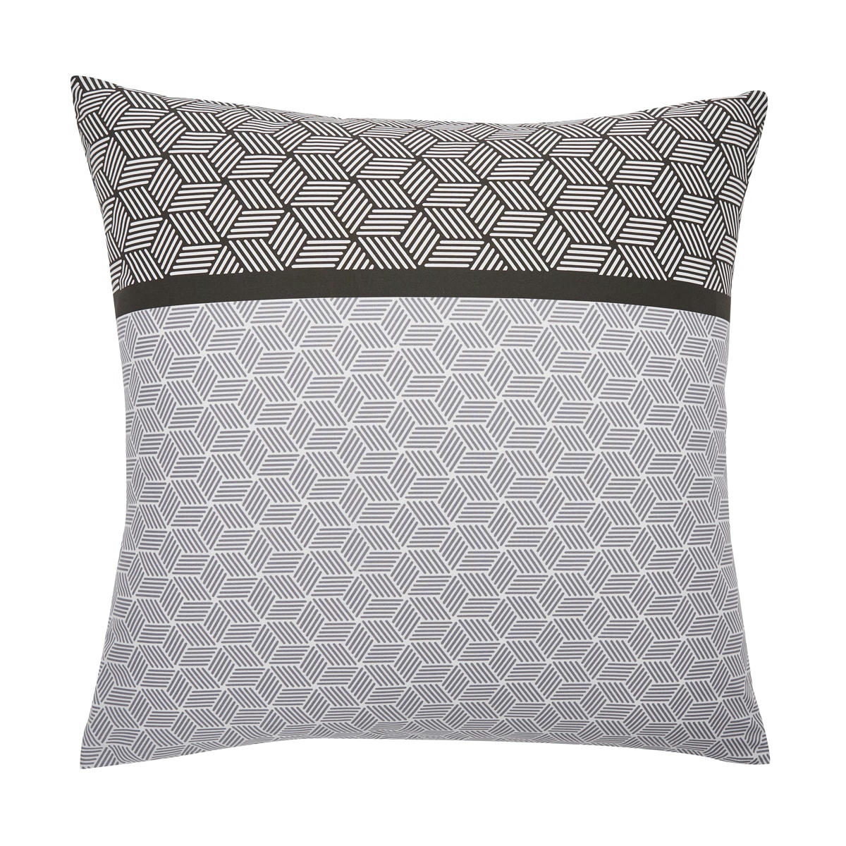 QUENTIN - Taie d'oreiller imprimée en bambou blanc et noir 63x63