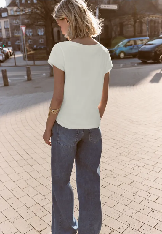 Basic Shirt mit U-Boot-Ausschnitt