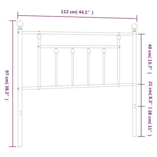 NNEVL Metal Headboard White 107 cm