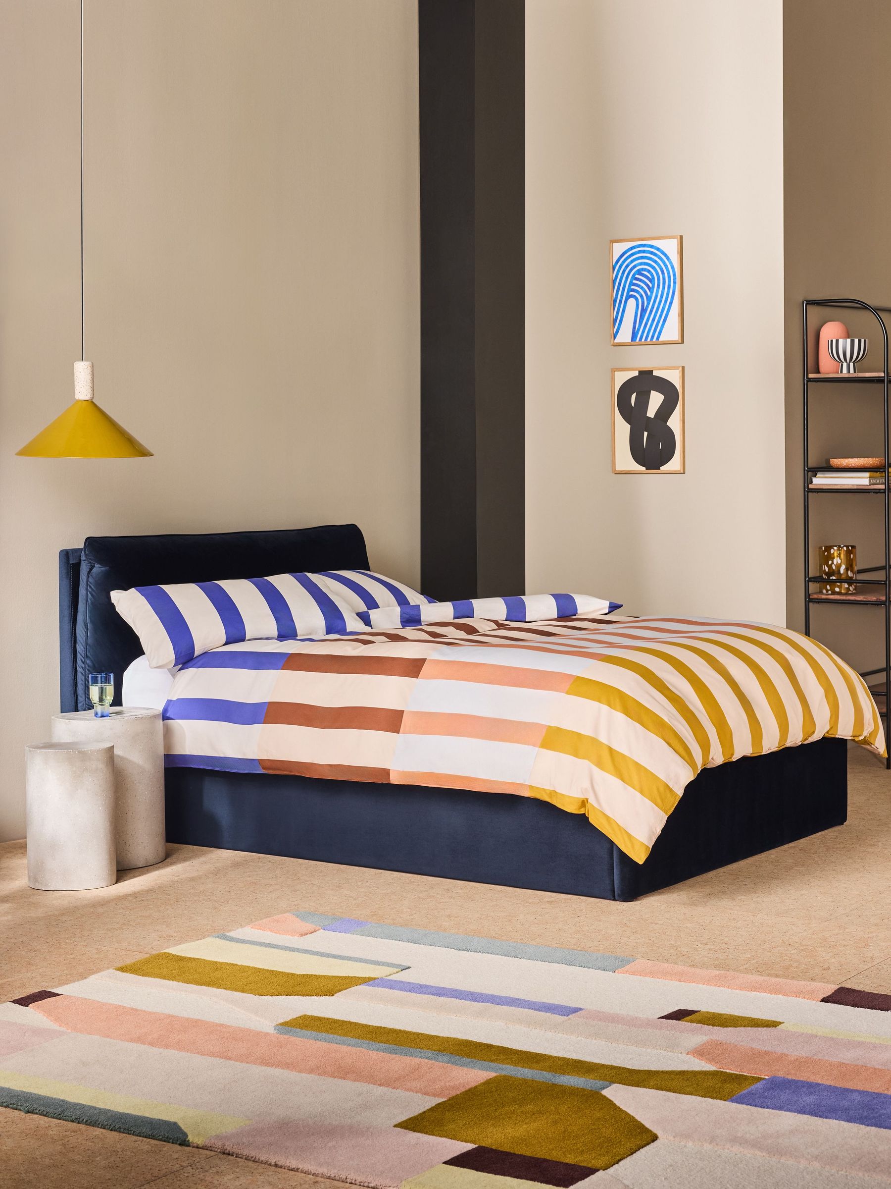 Harlow Ottoman Storage Bed in Navy Velvet