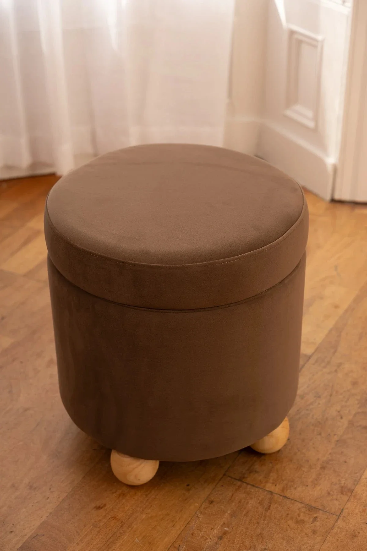 Mushroom Brown Velvet Storage Stool