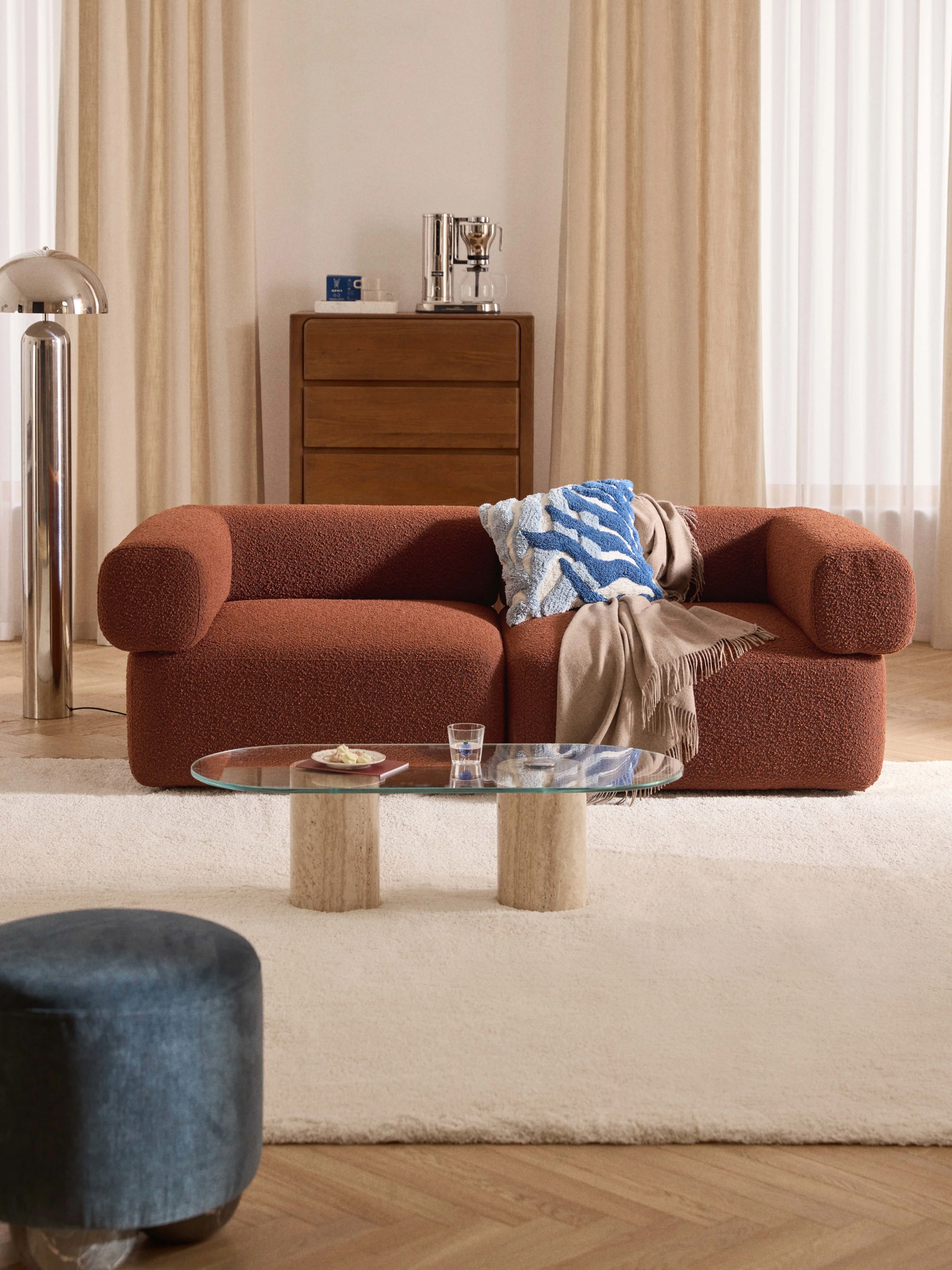 Modulares Bouclé-Sofa Anton (3-Sitzer)
