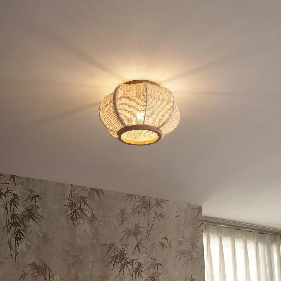 Qazqa plafondlamp rob beige e27
