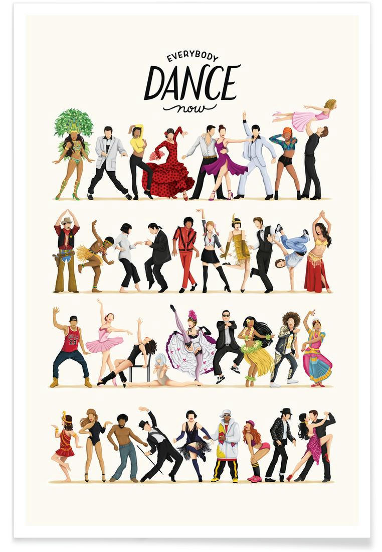 EVERYBODY DANCE NOW - Affiche multicolore