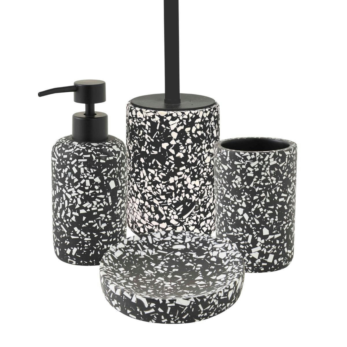 TERRAZZO - Set de salle de bain 4 pièces en polyrésine noir