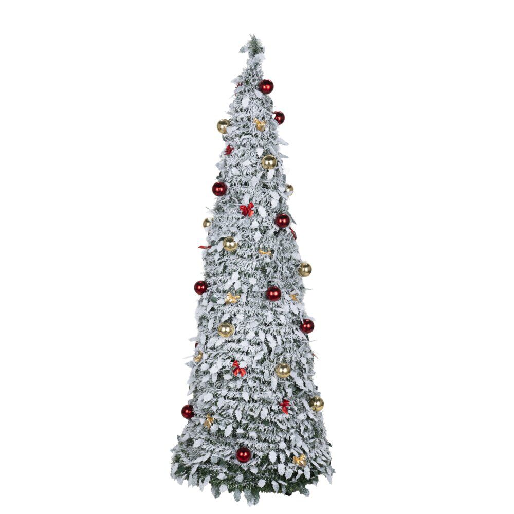 Sapin popup enneigé déco boules de No&euml;l 60X60XH180 cm